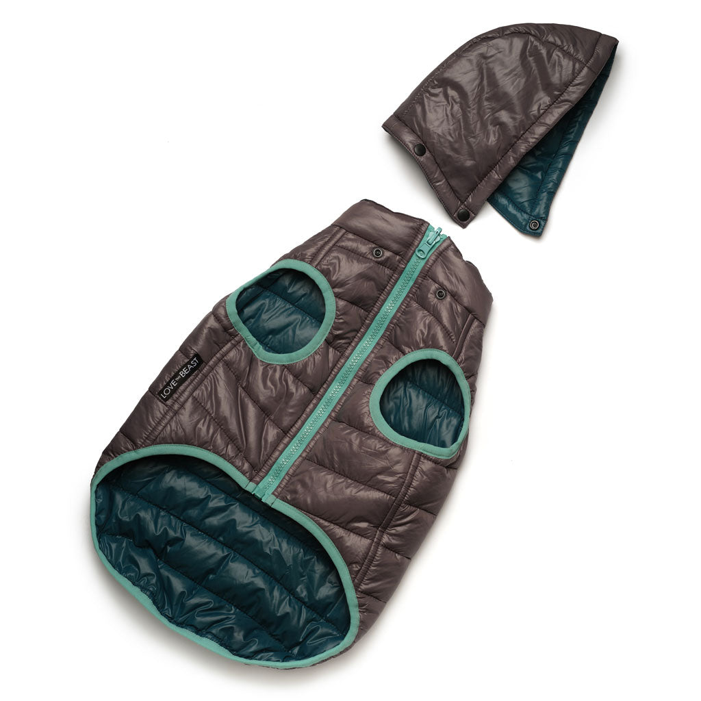 Reversible Puffer Jacket, Teal / Gray