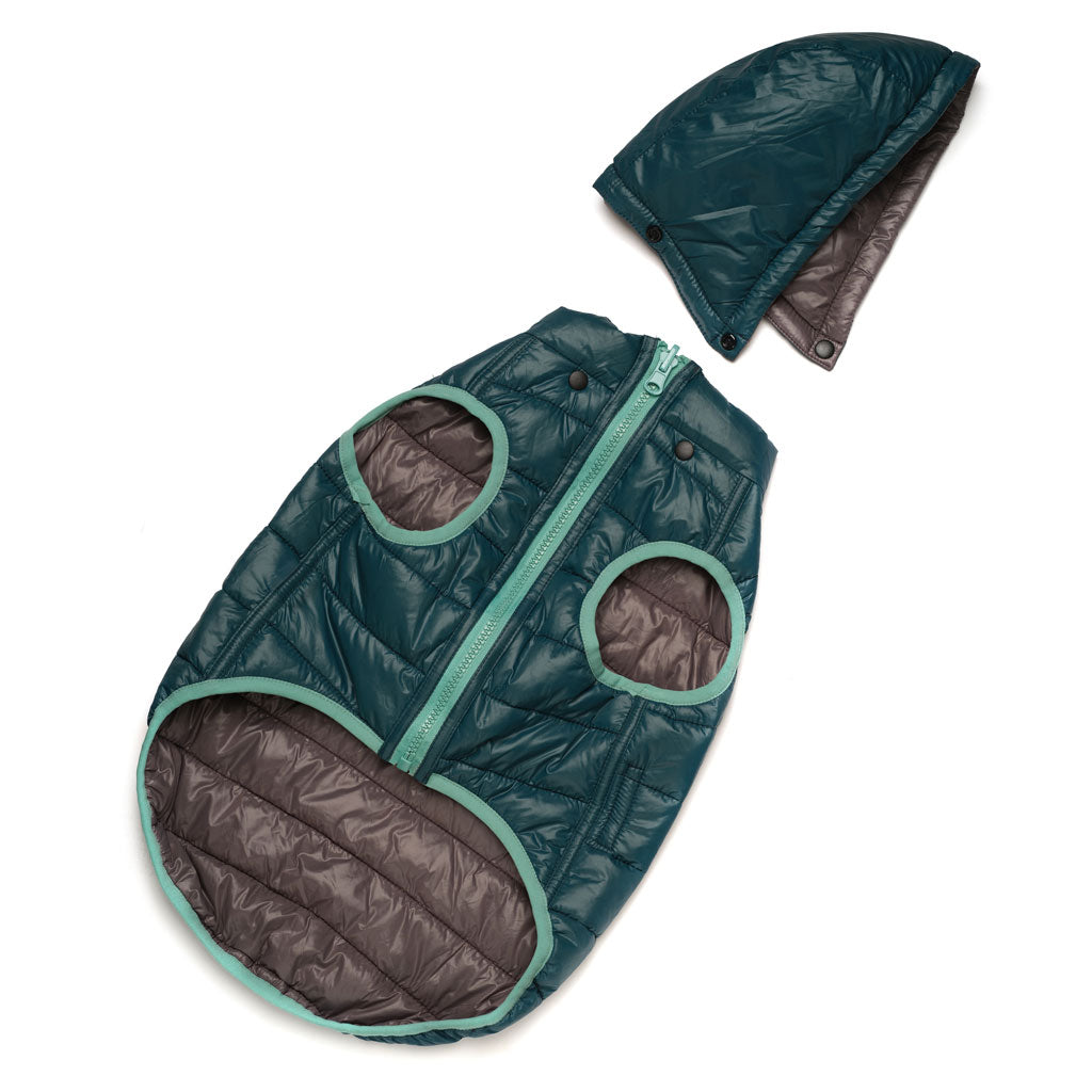 Reversible Puffer Jacket, Teal / Gray