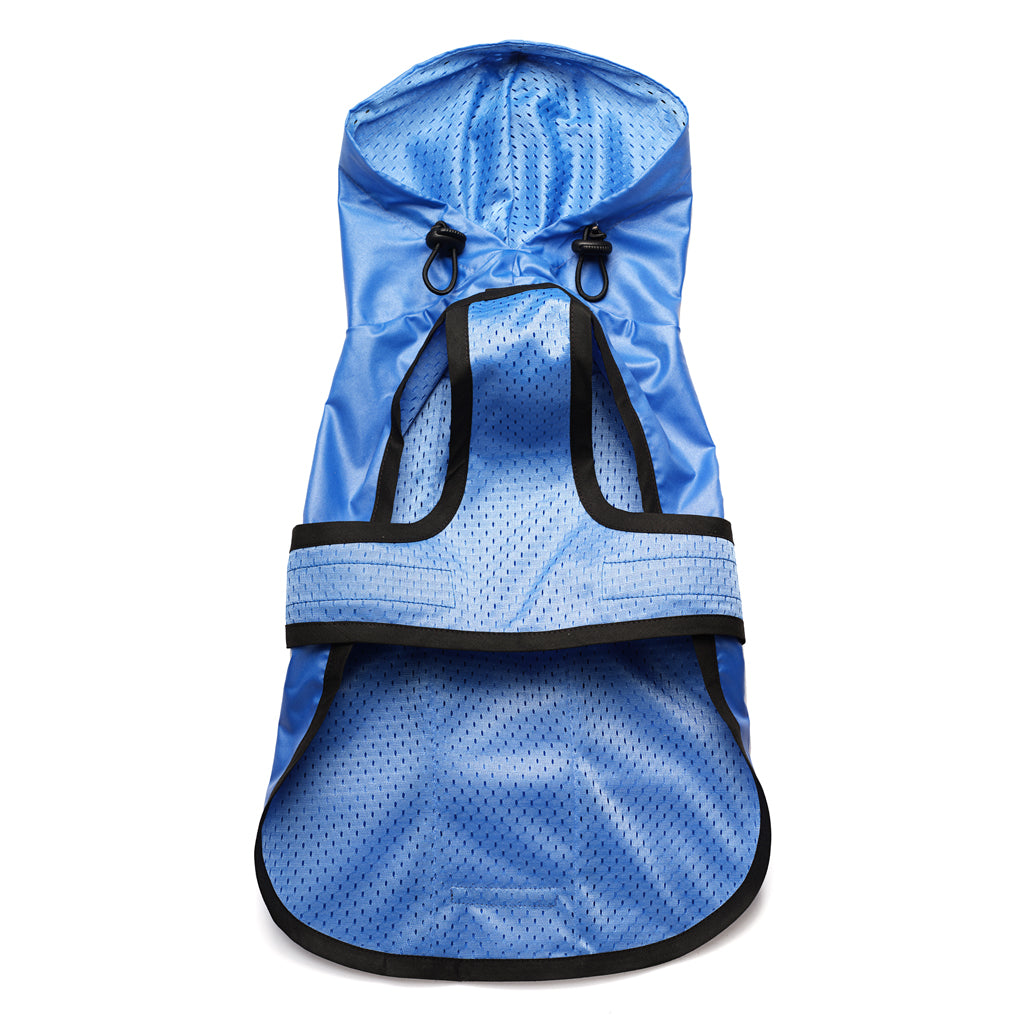 Sapphire Blue Nylon Rain Jacket with Mesh Lining