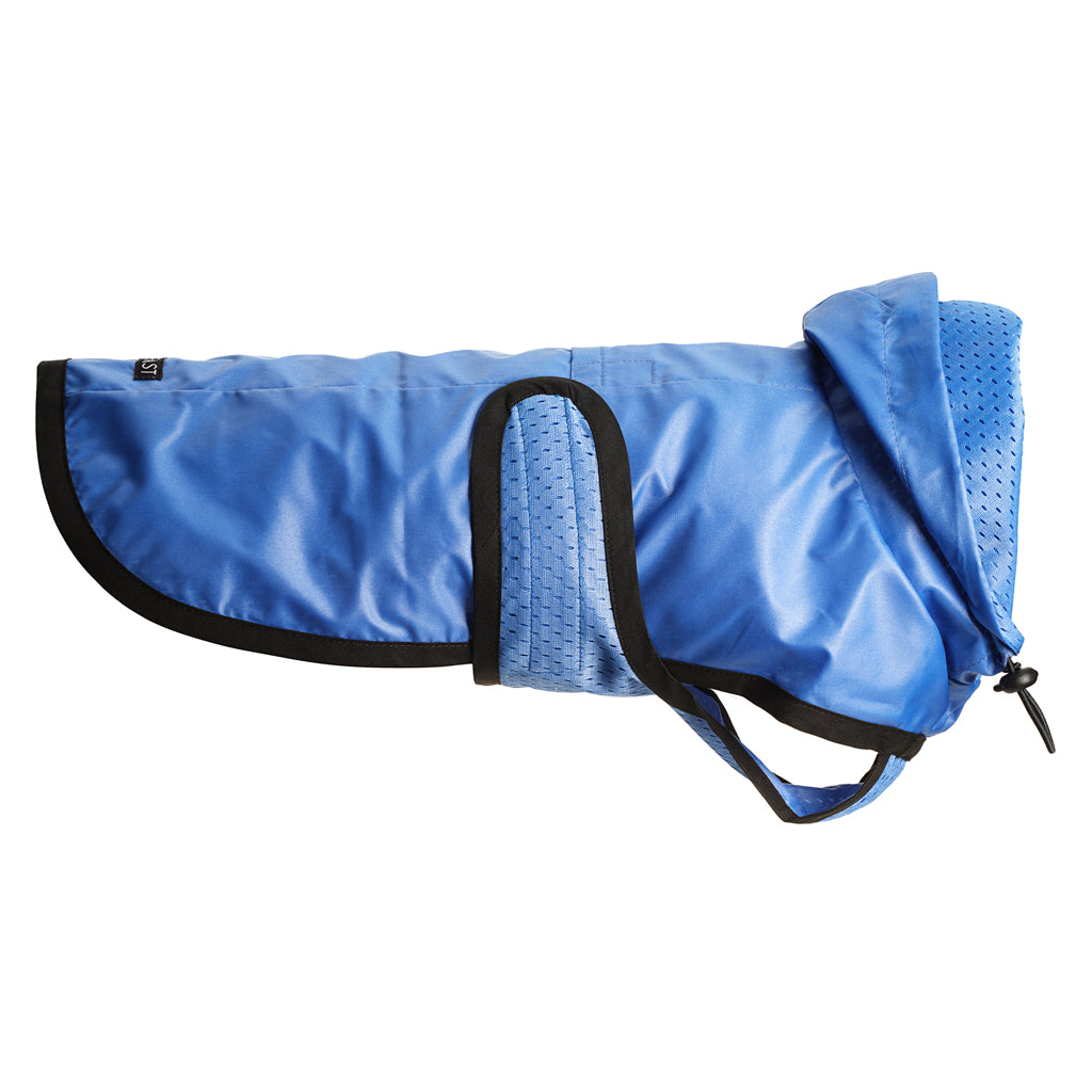 Sapphire Blue Nylon Rain Jacket with Mesh Lining