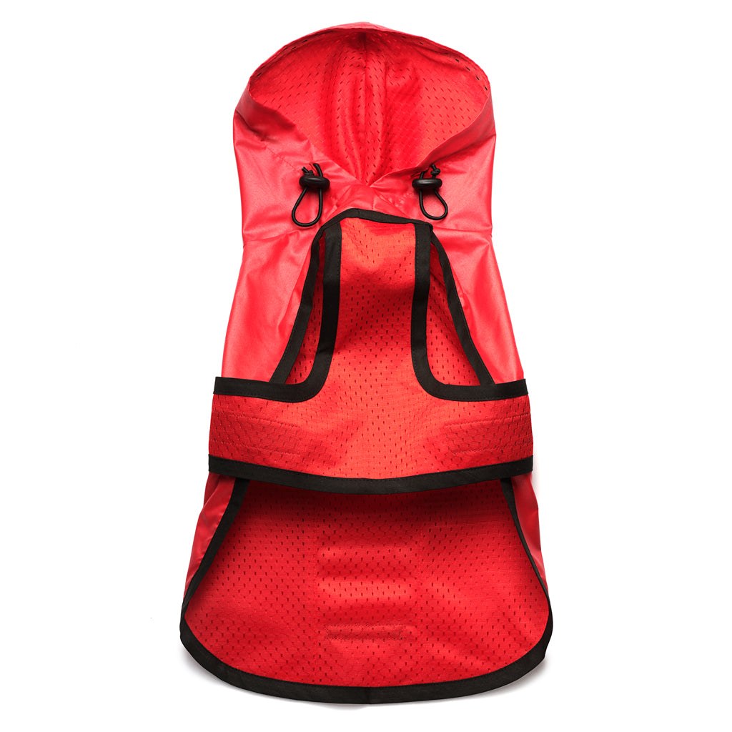 Cherry Red Nylon Rain Jacket with Mesh Lining