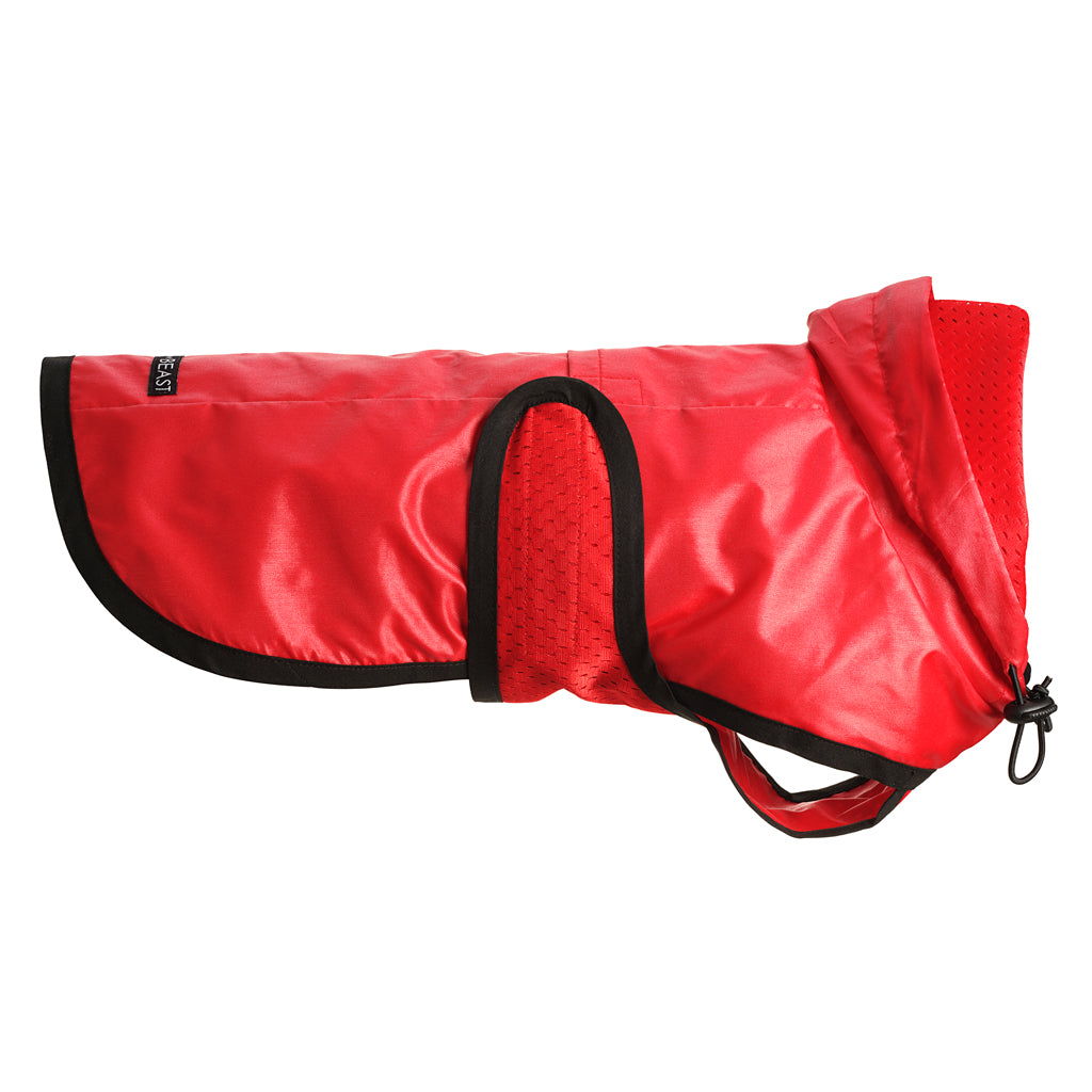 Cherry Red Nylon Rain Jacket with Mesh Lining