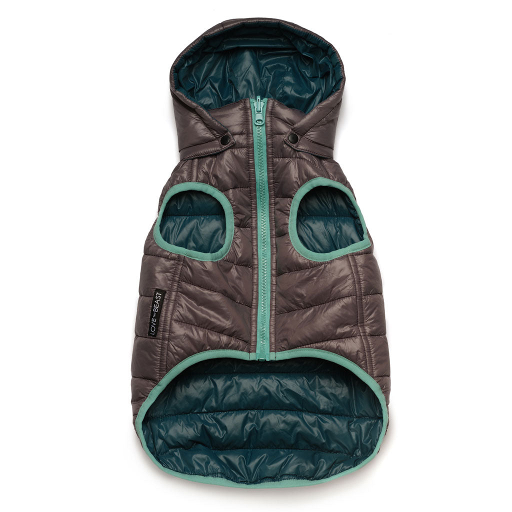 Reversible Puffer Jacket, Teal / Gray