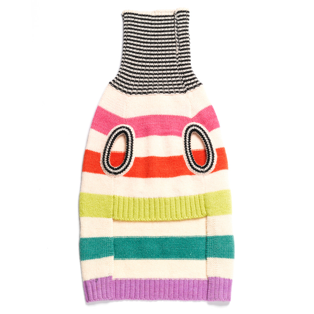 Light Rainbow Stripe Merino Wool Knit Sweater