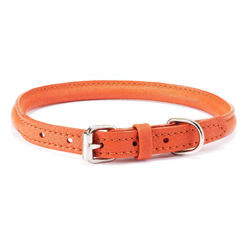 Rolled Leather Collar, Orange