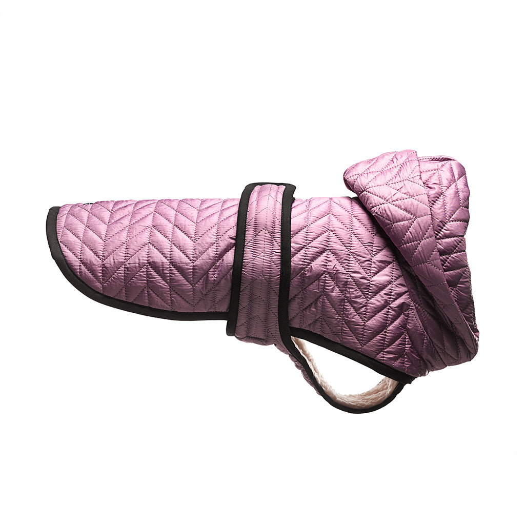 Lilac Quilted Nylon Puffer Jacket with Shearling Lining