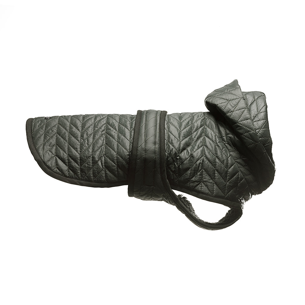 Forest Green Quilted Nylon Puffer Jacket with Shearling Lining