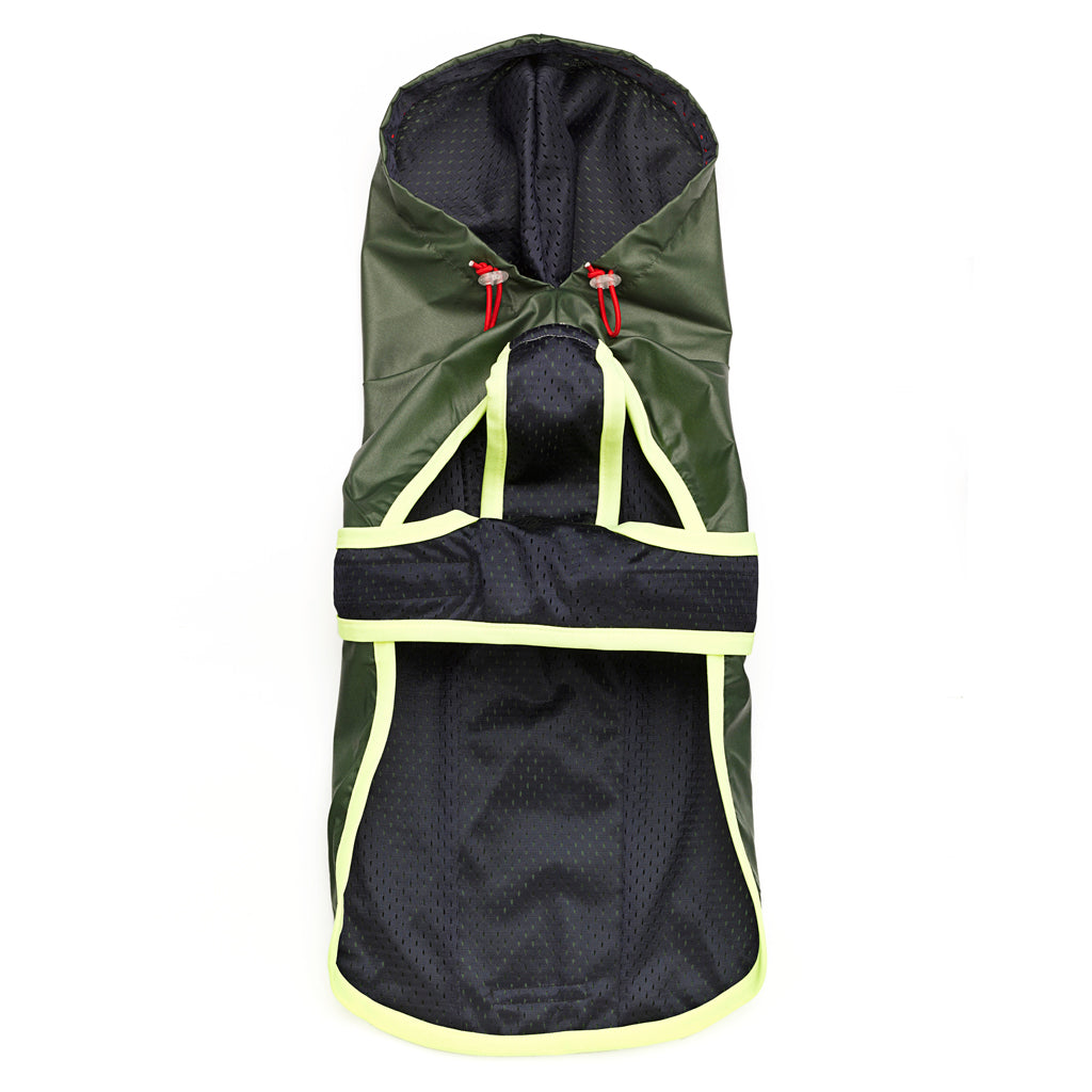 Forest Green Nylon Rain Jacket with Mesh Lining
