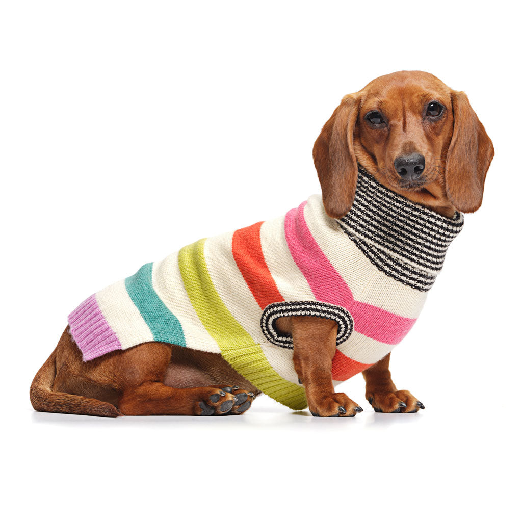 Light Rainbow Stripe Merino Wool Knit Sweater