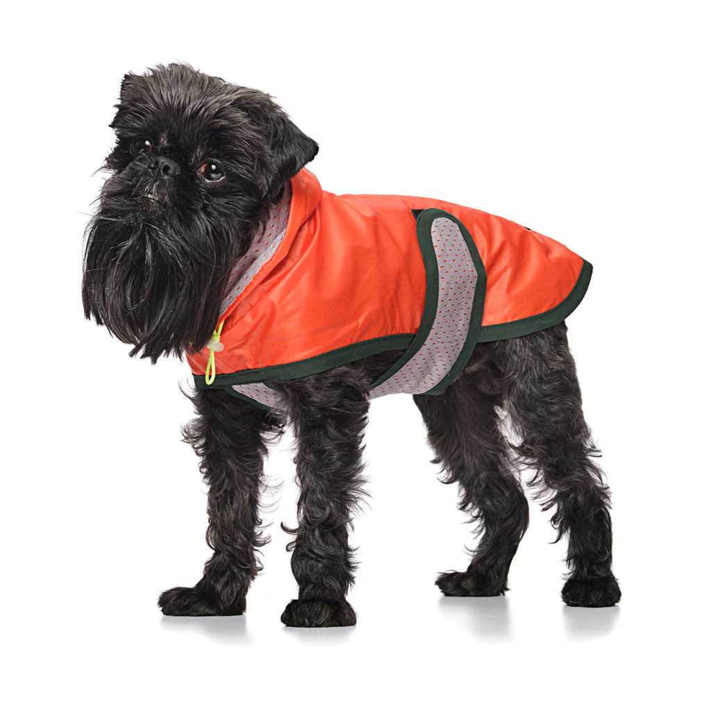 Orange Nylon Rain Jacket with Mesh Lining