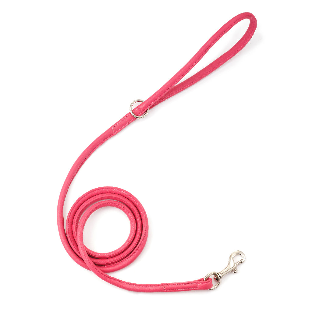 Rolled Leather Leash, Pink
