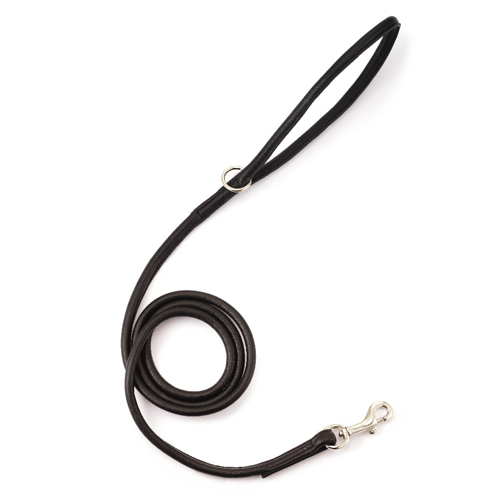 Rolled Leather Leash, Black