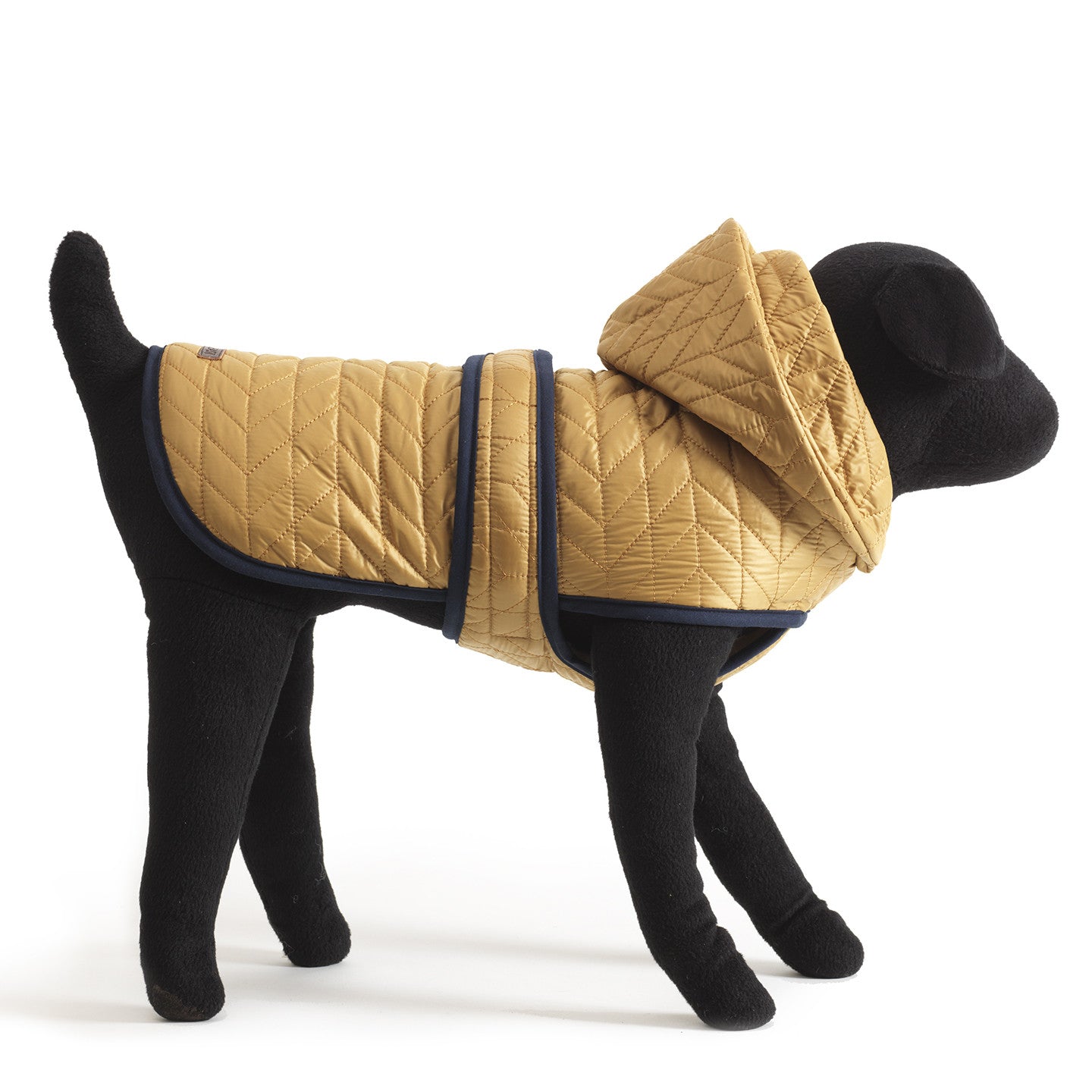 Mustard Gold Quilted Nylon Puffer Jacket with Shearling Lining