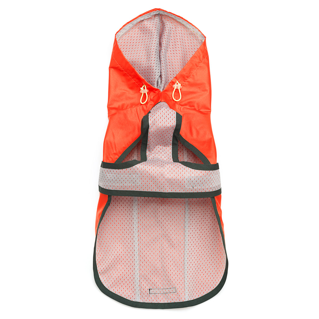 Orange Nylon Rain Jacket with Mesh Lining