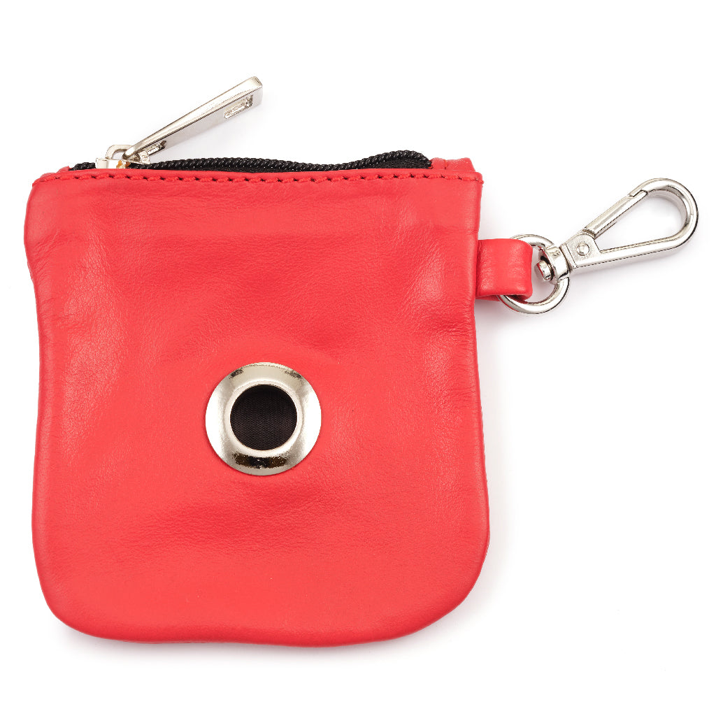 Red Leather Dog Baggie / Pouch
