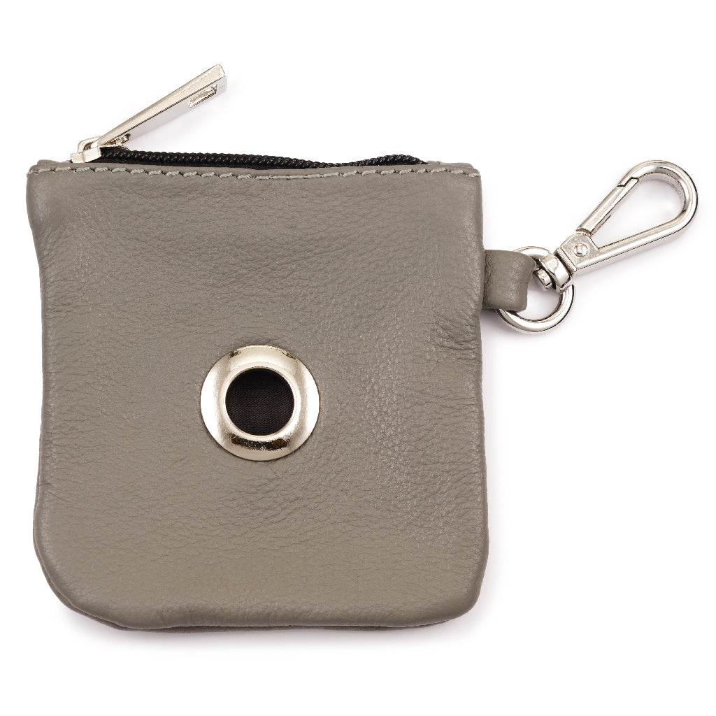 Gray Leather Dog Baggie / Pouch