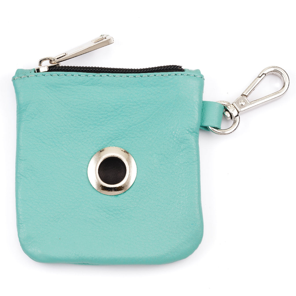 Aqua Leather Dog Baggie / Pouch