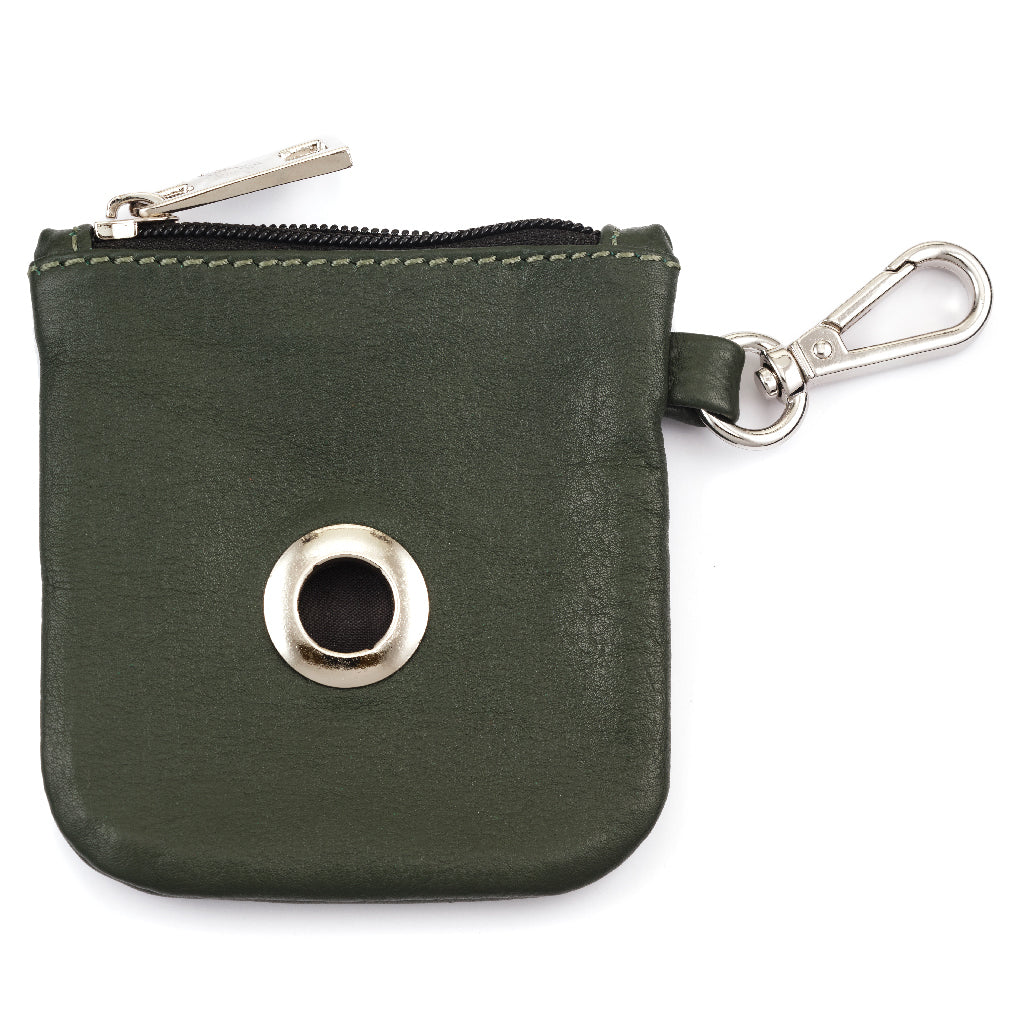Hunter Green Leather Dog Baggie / Pouch