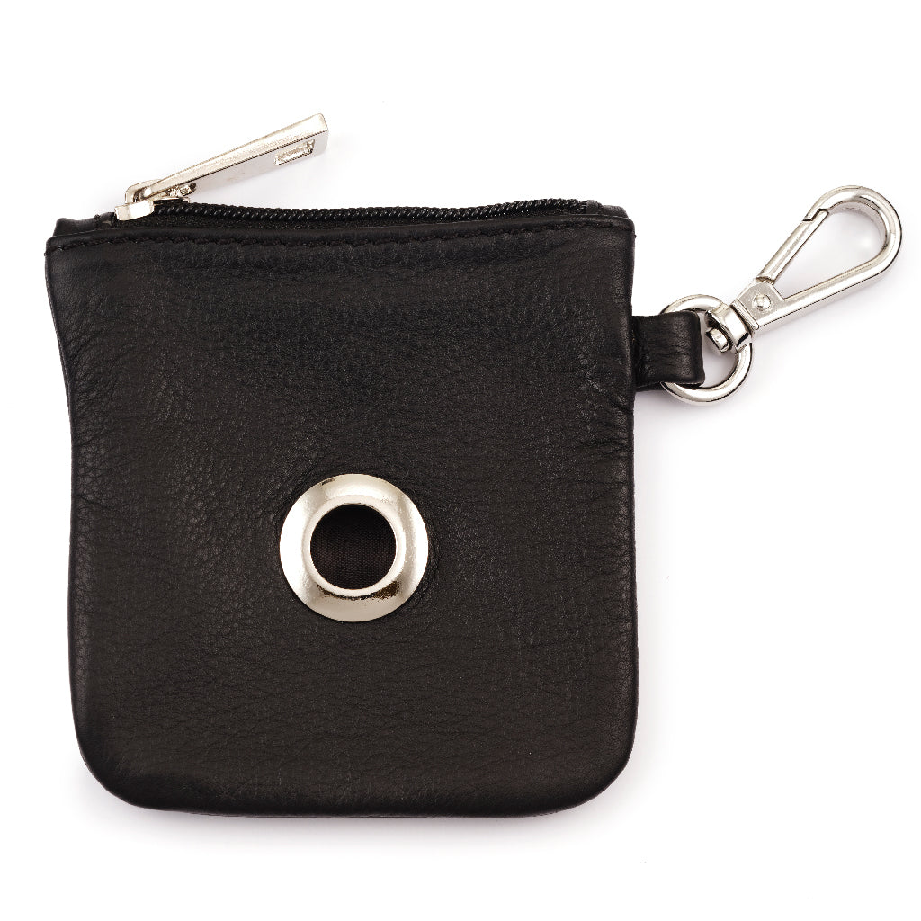 Black Leather Dog Baggie / Pouch