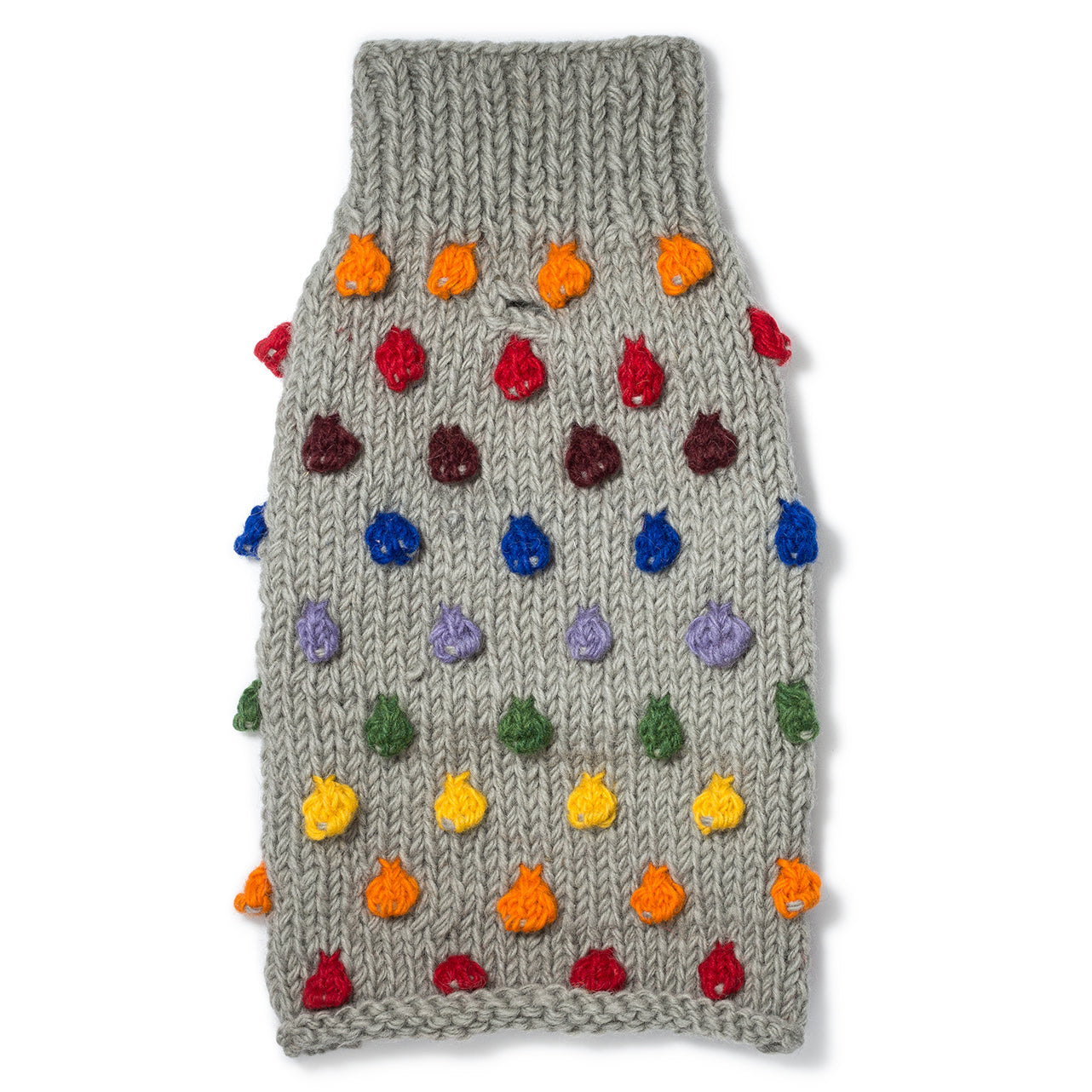 Pom Pom Knit Sweater - Rainbow Grey