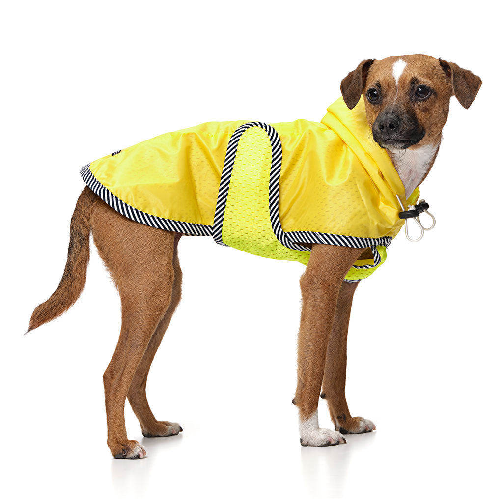 Neon Yellow Nylon Rain Jacket with Mesh Lining
