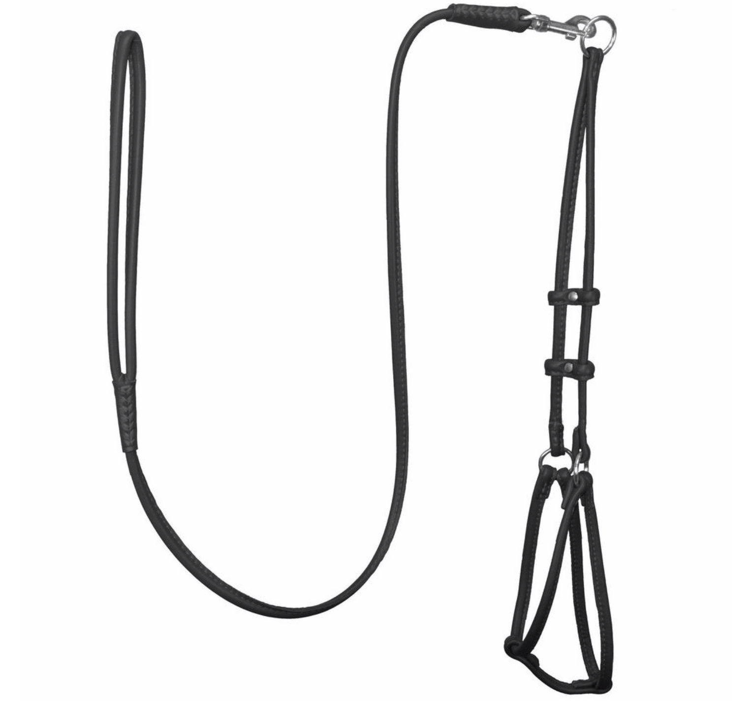 Rolled Leather Step In Harness - Black