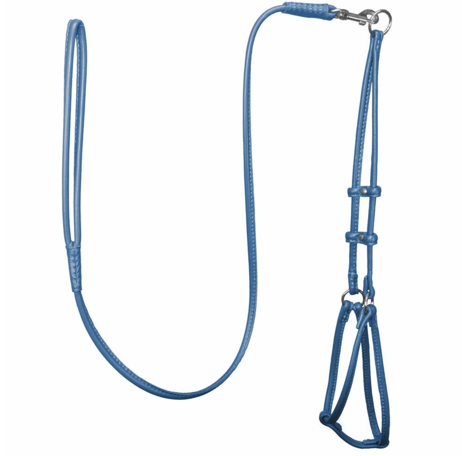 Rolled Leather Step In Harness - Blue