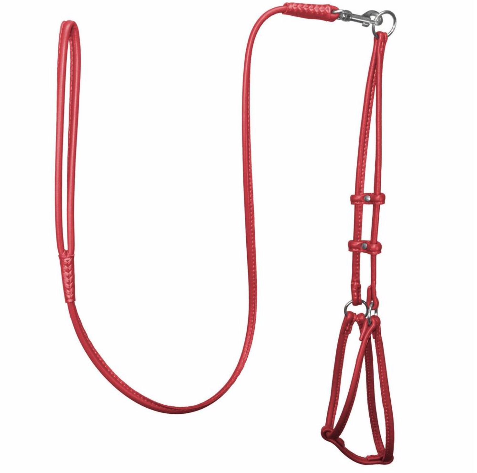 Rolled Leather Step In Harness - Red