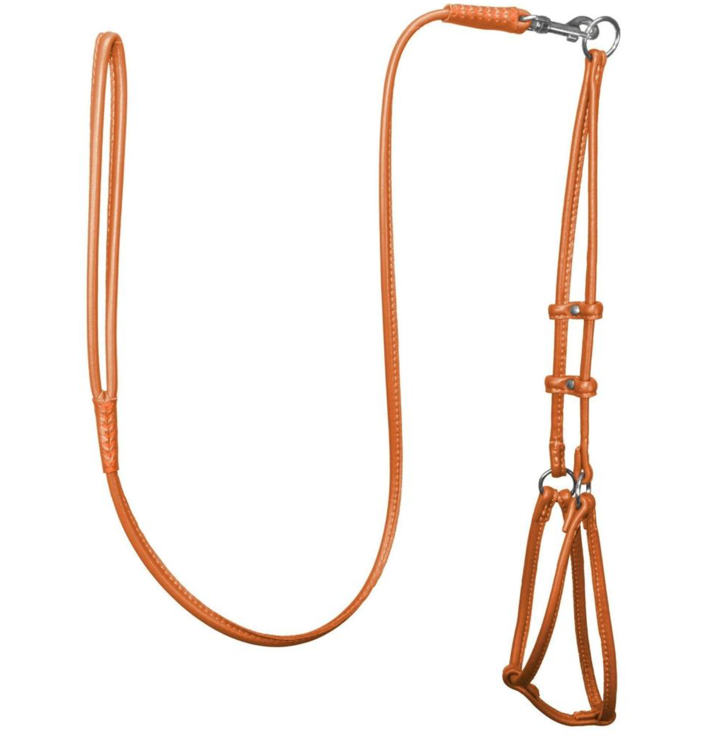 Rolled Leather Step In Harness - Orange