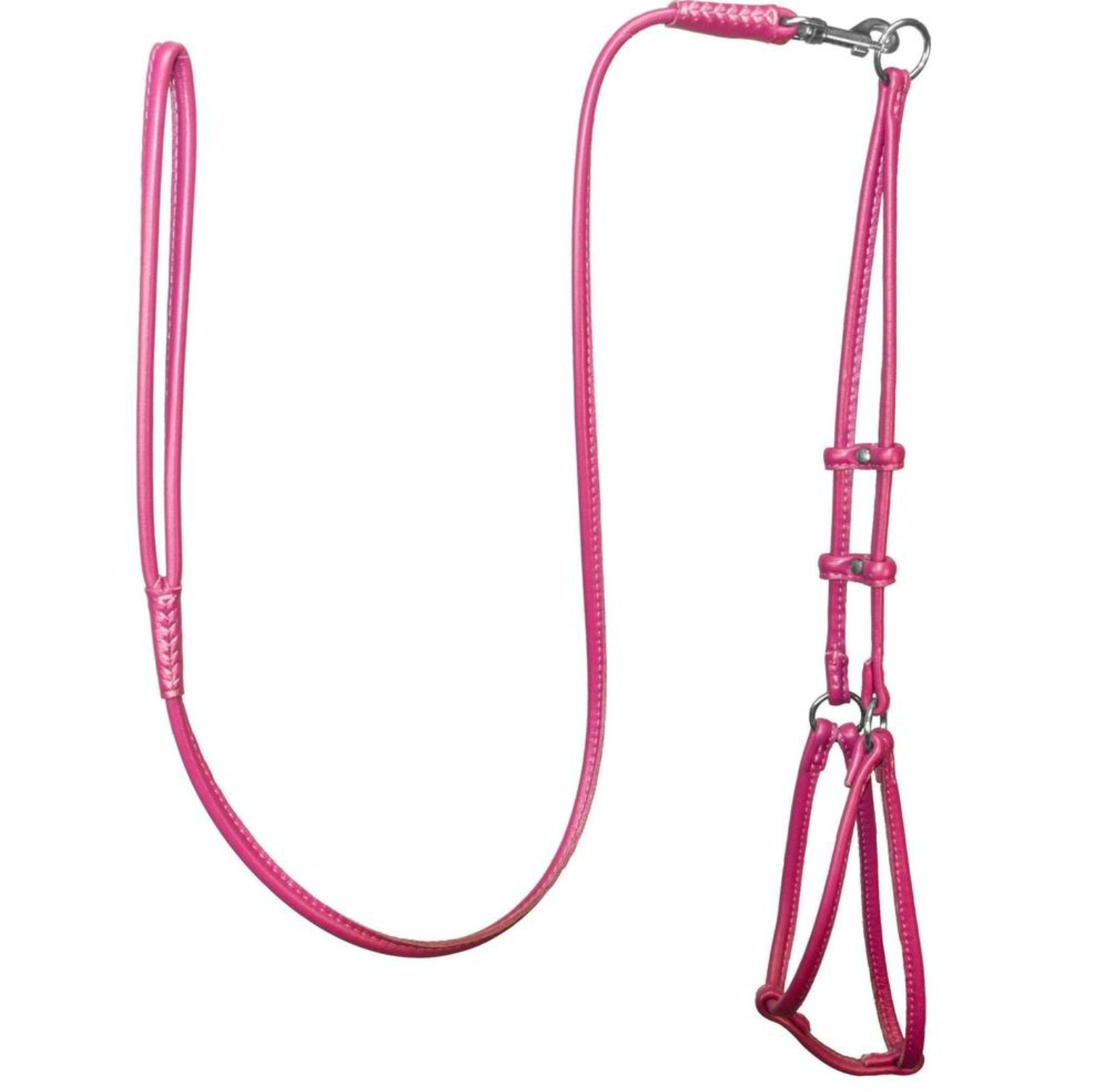 Rolled Leather Step In Harness - Pink