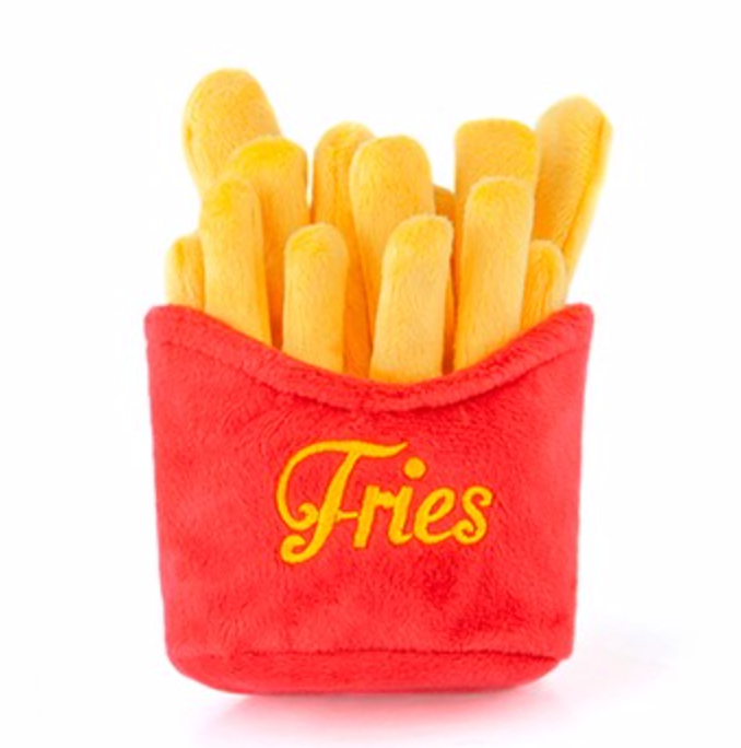 small crinkly french fries dog toy with no stuffing for puppies