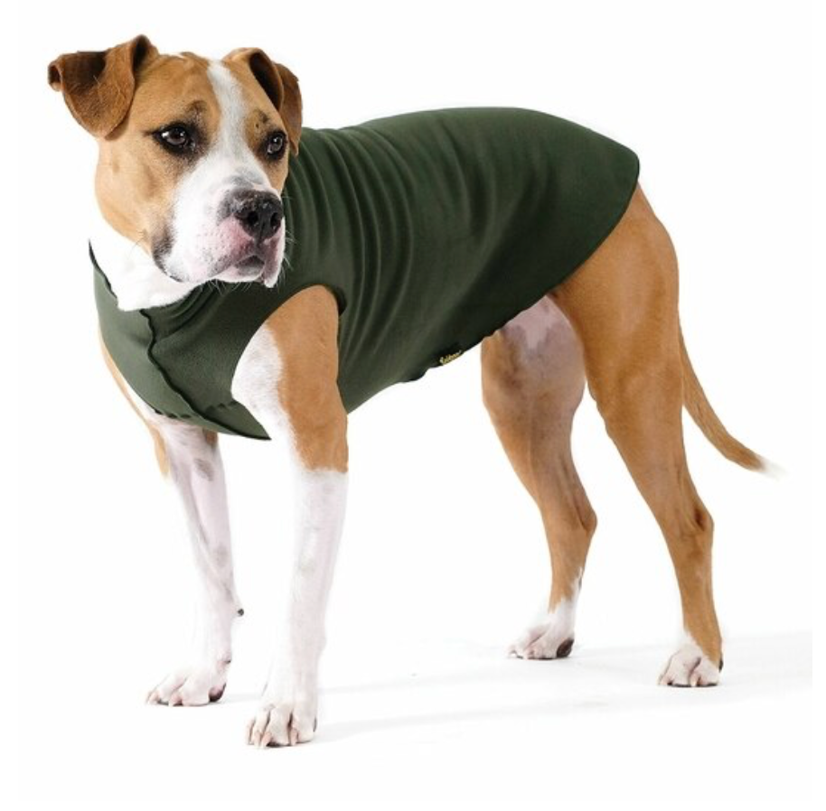 soft fleece dog muscle tee in hunter green