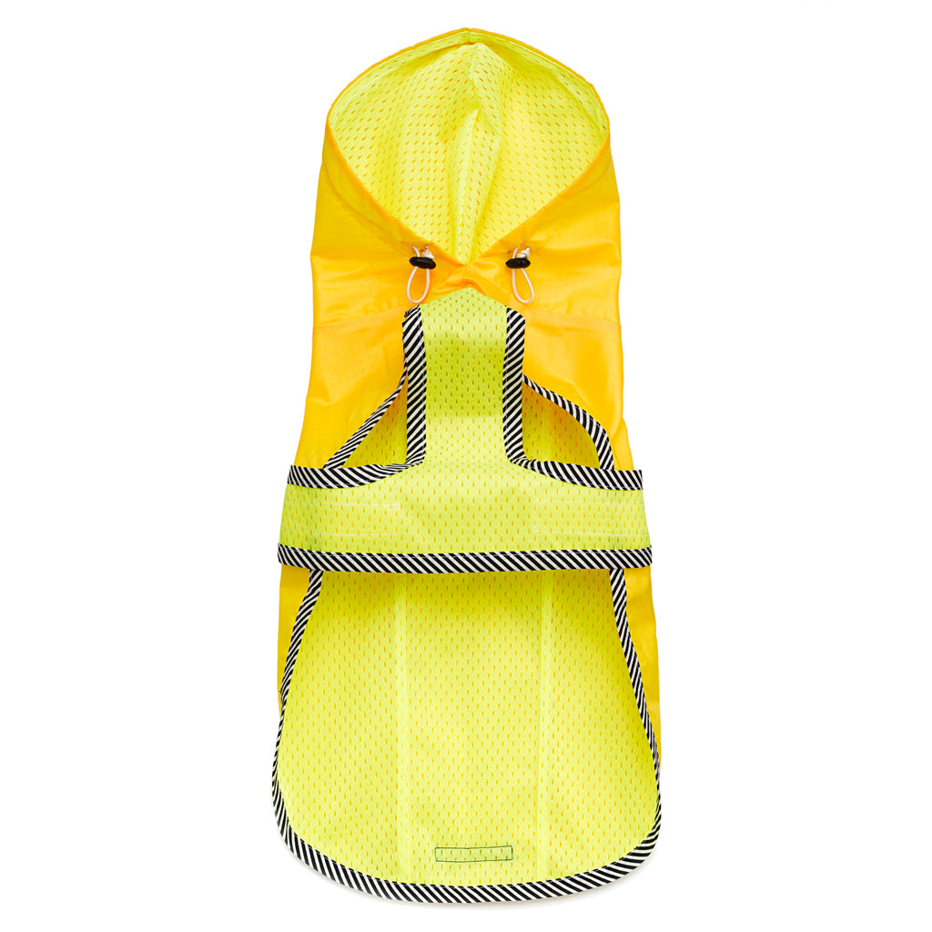 Neon Yellow Nylon Rain Jacket with Mesh Lining