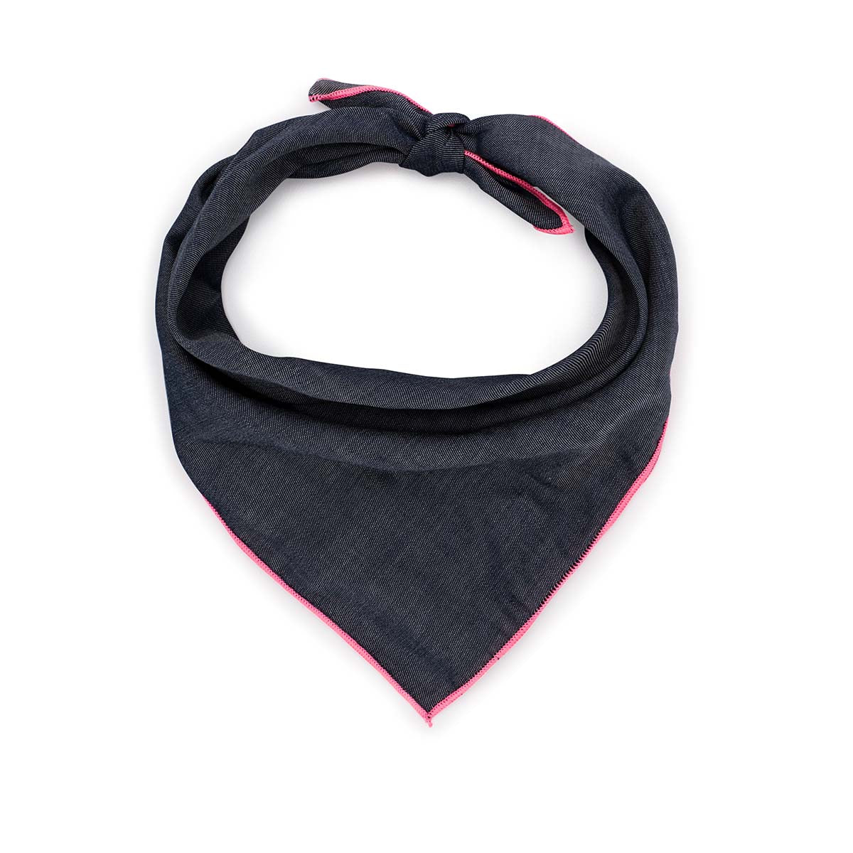 Dark Denim Bandana with Neon Pink