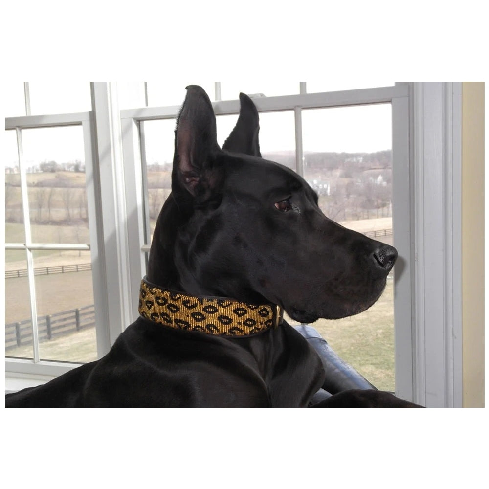 Leopard Beaded Dog Collar