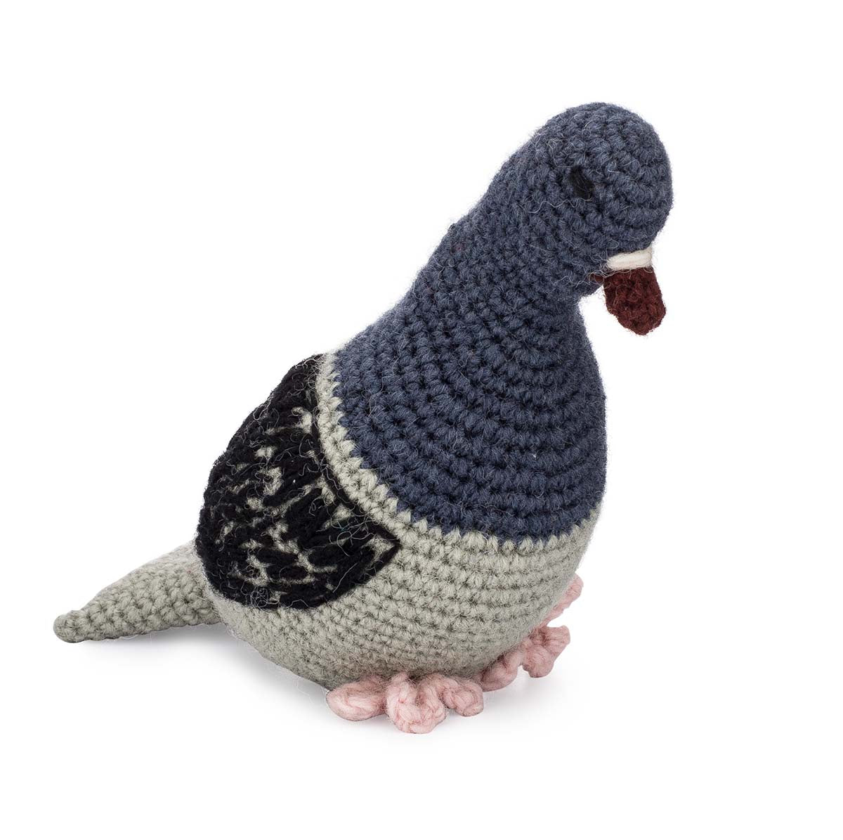 all natural wool knit pigeon dog toy with squeaker
