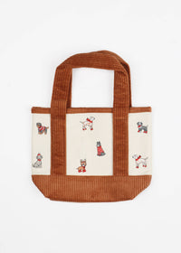Seasonal Gift XMAS DOG Embroidered Canvas Mini Tote Bag