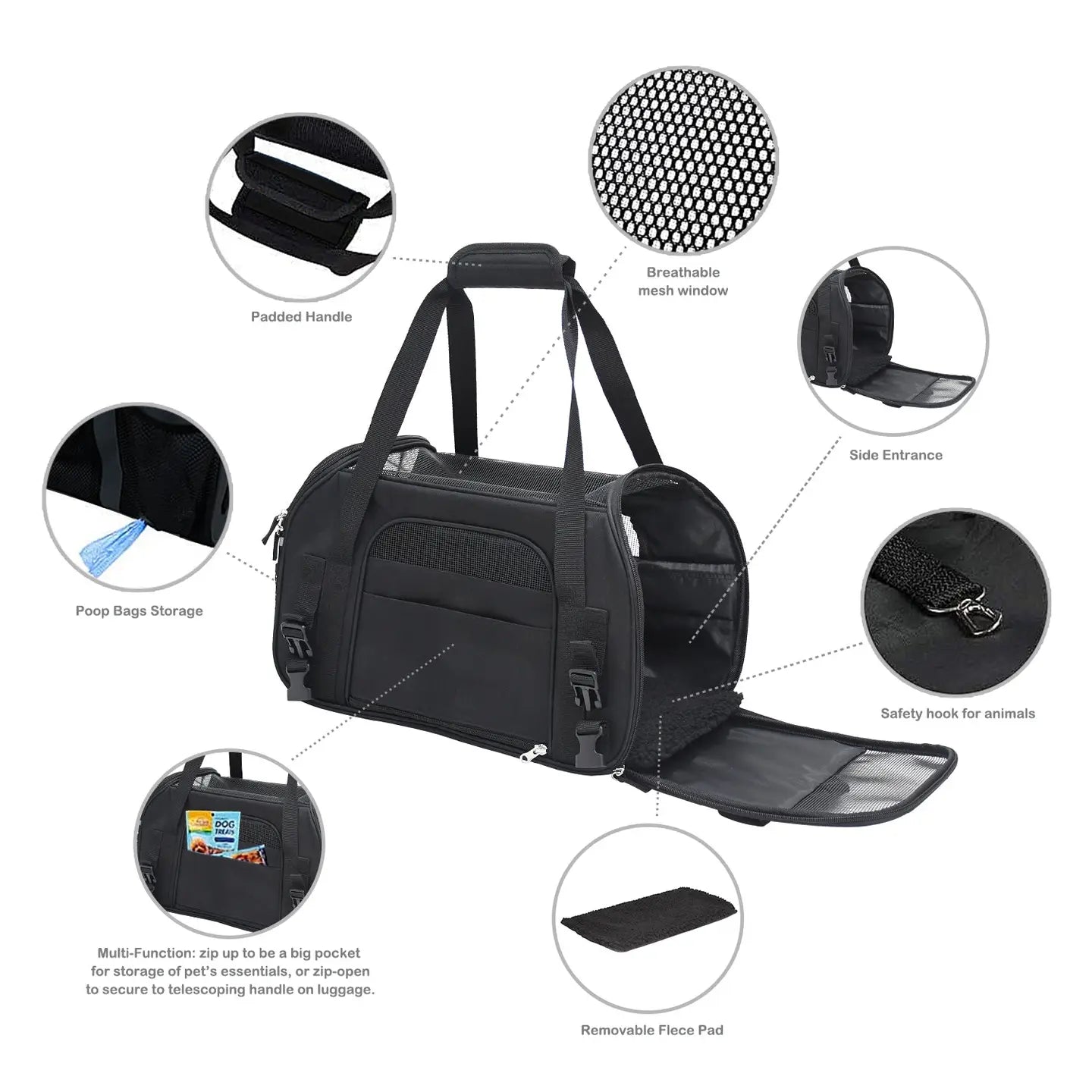 Soft Sided Pet Airline Carrier Black, 17"