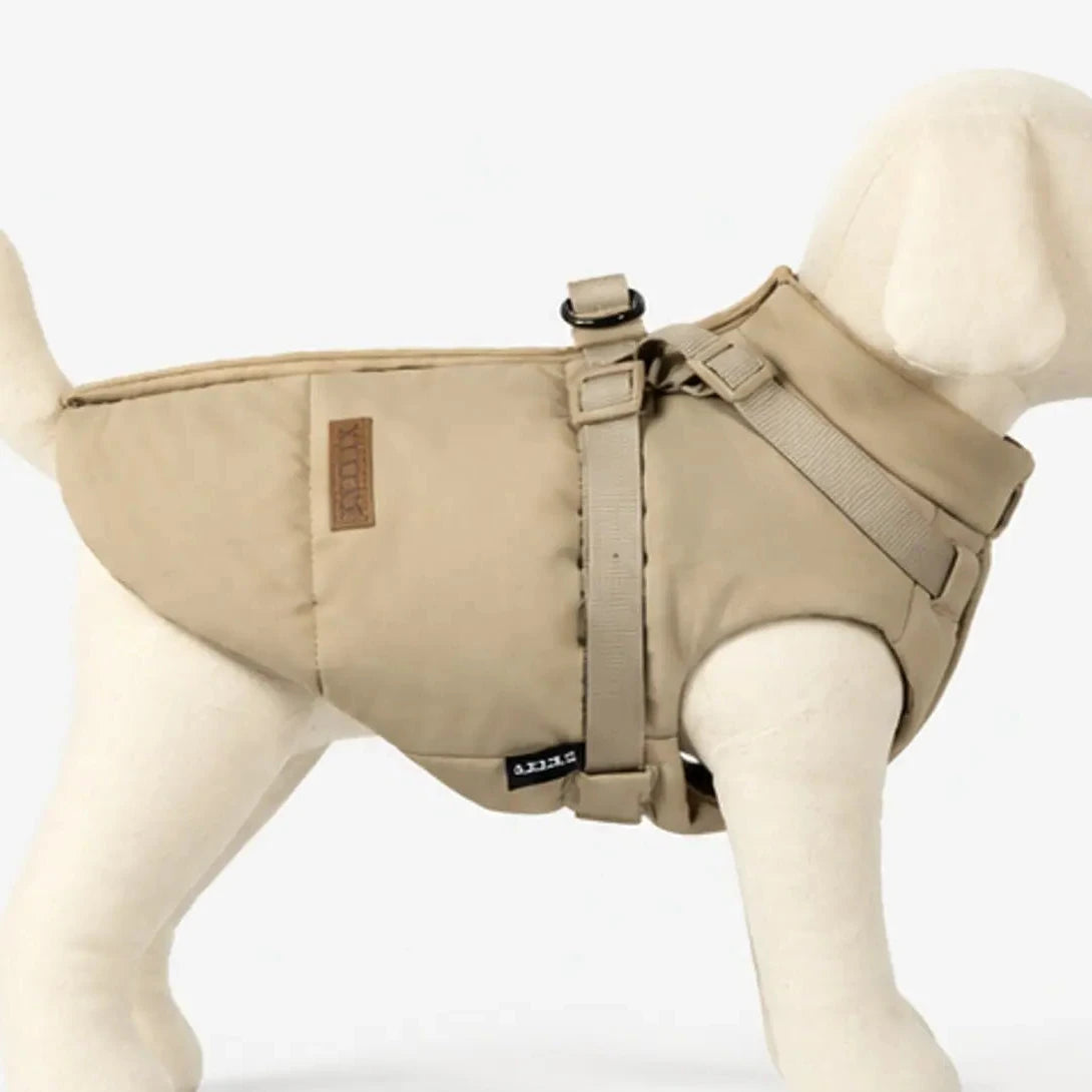Khaki Beige Puffer Harness Coat