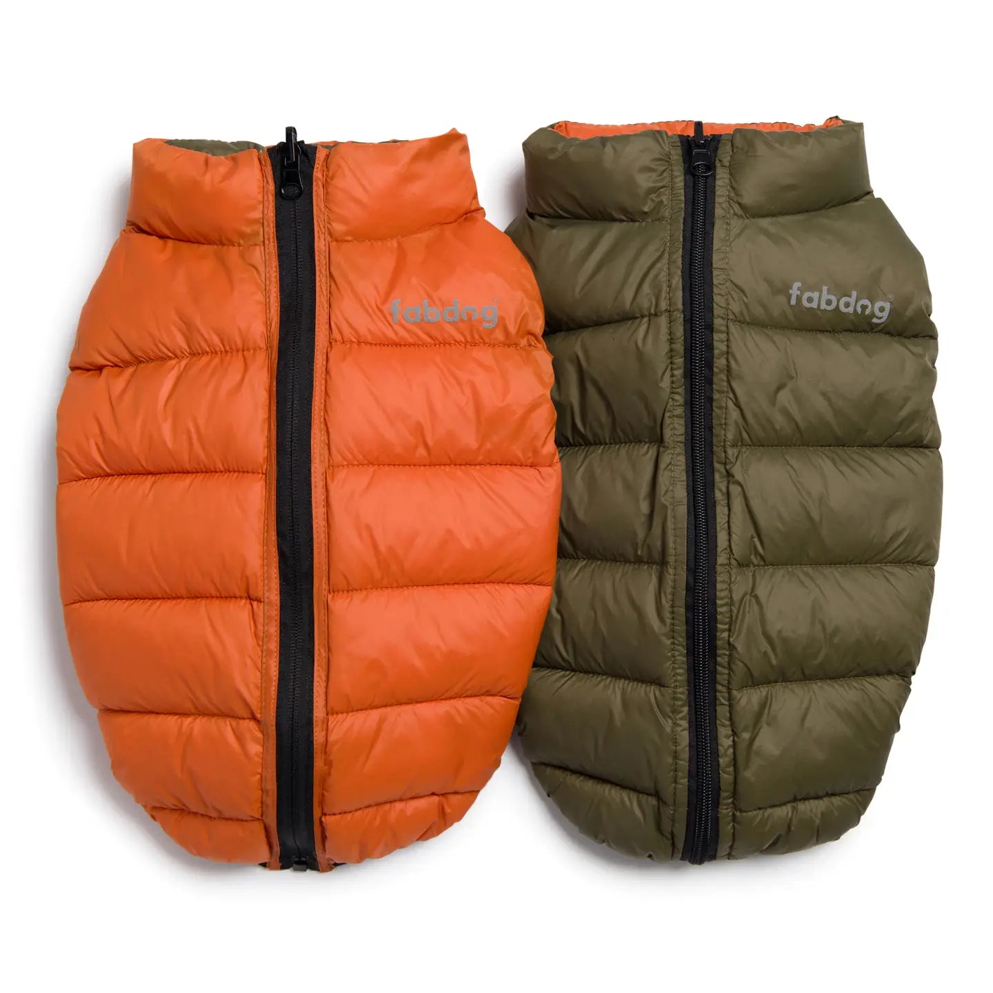 Reversible Puffer Coat Olive / Orange