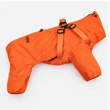 Orange Waterproof Dog Raincoat Onesie