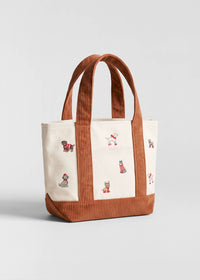 Seasonal Gift XMAS DOG Embroidered Canvas Mini Tote Bag