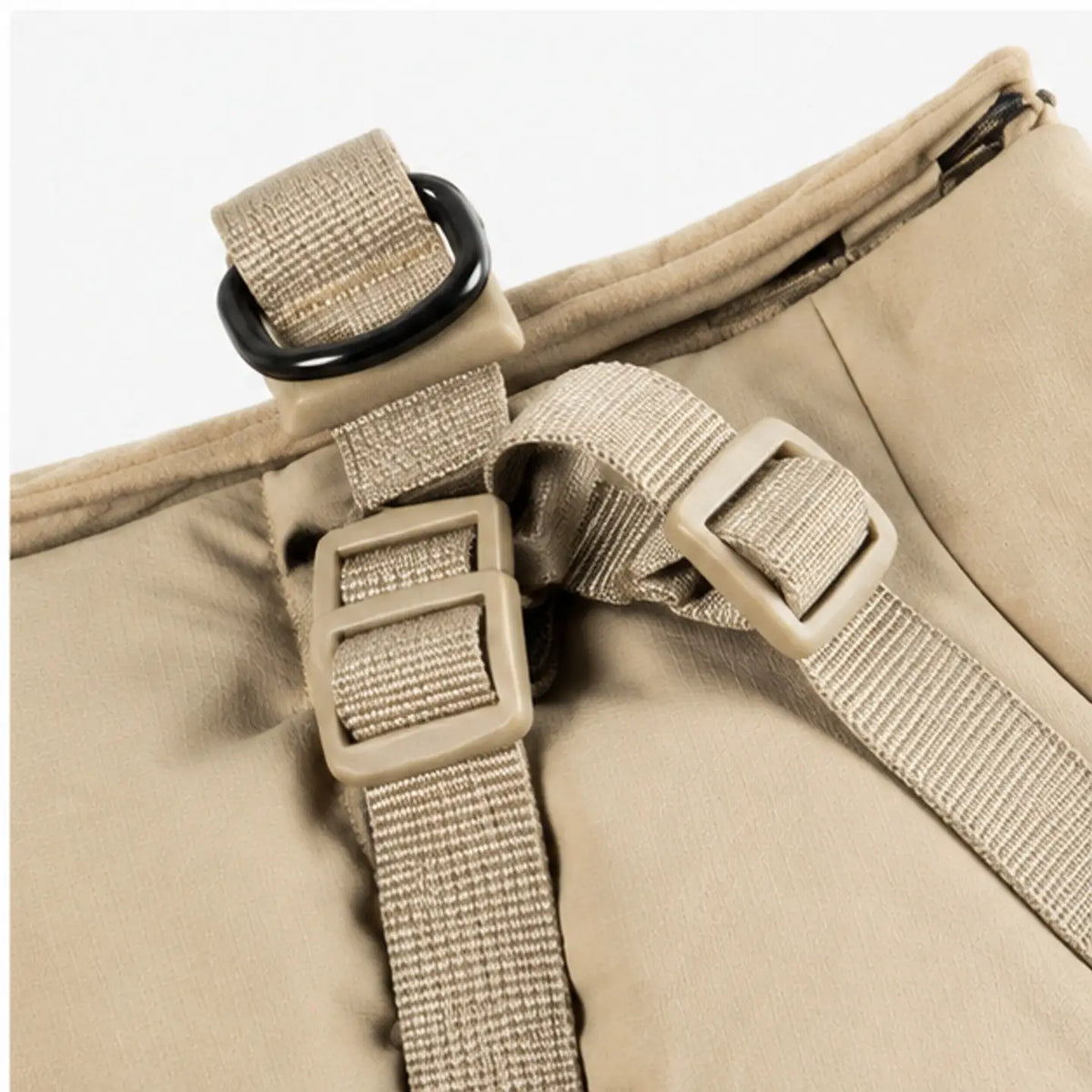 Khaki Beige Puffer Harness Coat