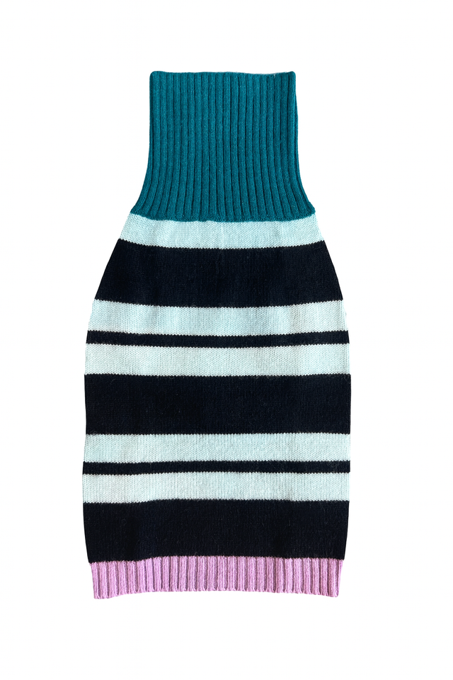 Black & Mint Stripe Merino Wool Knit Sweater