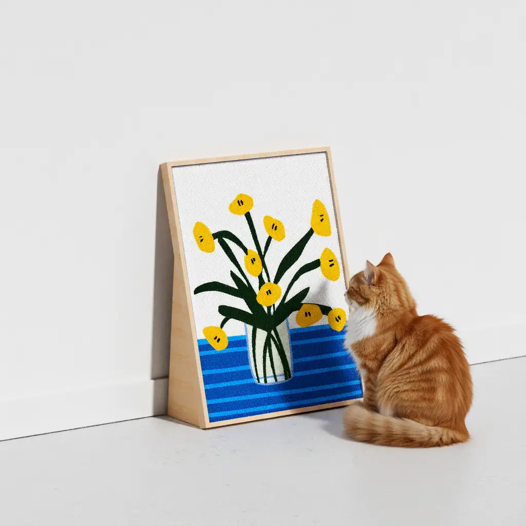 Cat Scratching Art - Flower