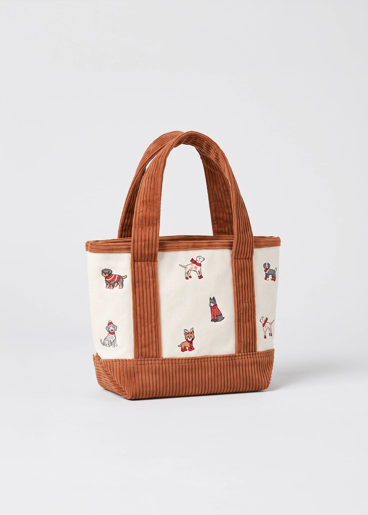 Seasonal Gift XMAS DOG Embroidered Canvas Mini Tote Bag