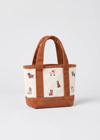 Seasonal Gift XMAS DOG Embroidered Canvas Mini Tote Bag
