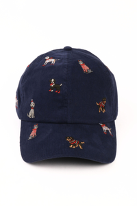 CHRISTMAS Dogs all over Embroiderd Corduroy Cap