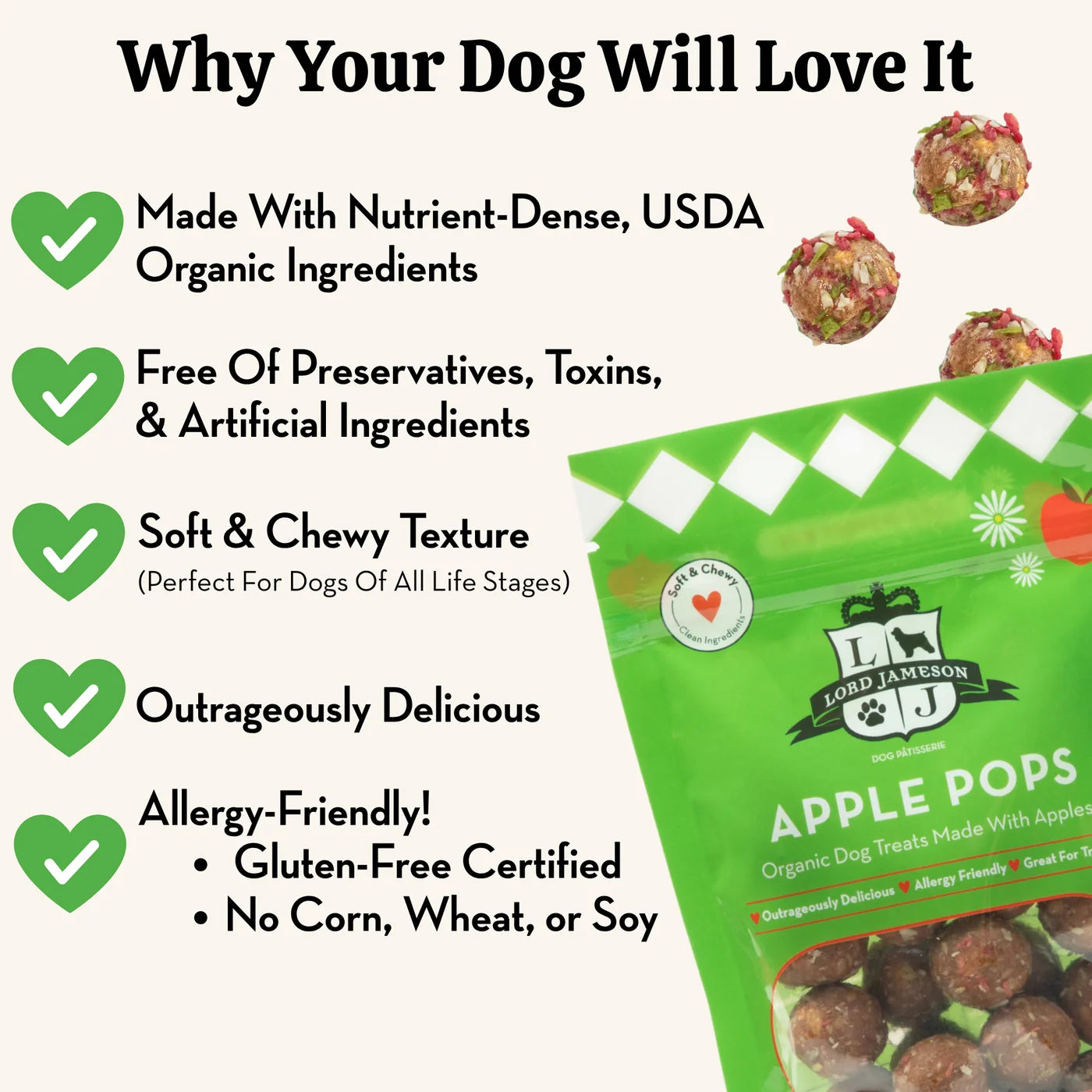Apple Pops Organic Dog Treats