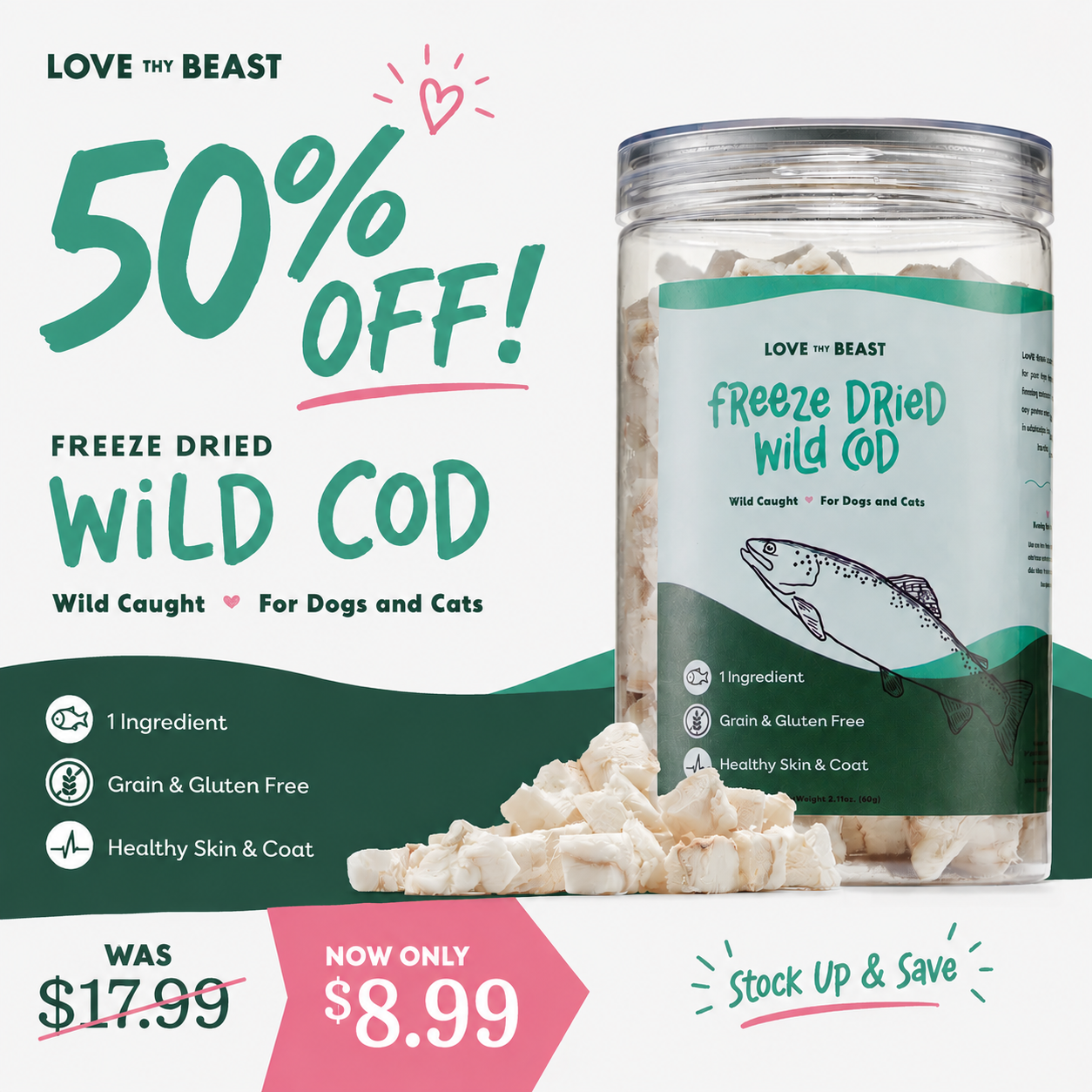 ★未開封MogCube Freeze Dried ドッグフード 425g×6袋 Freeze Dried Wild Cod Cubes – LoveThyBeast